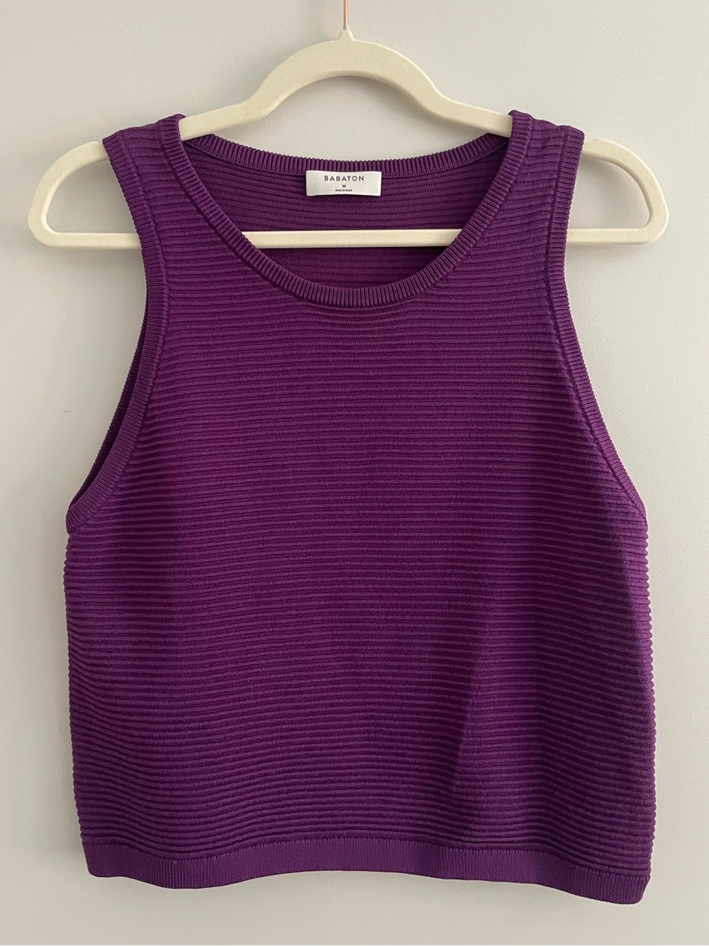 Babaton Purple Ribbed Knit Tank Top